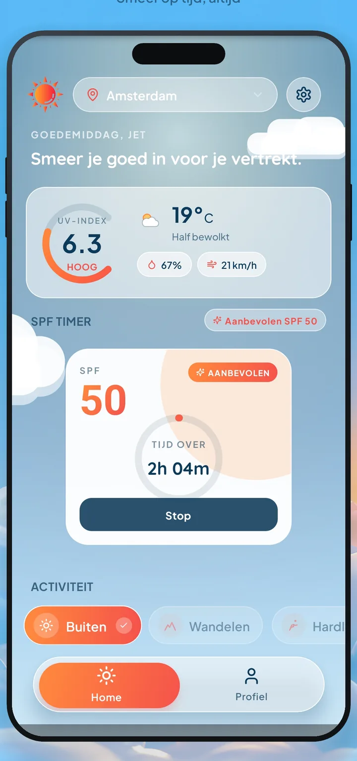The SPF timer counting down: 2 hours 4 minutes of protection left